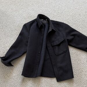 Men's Black Wool Overshirt Jacket